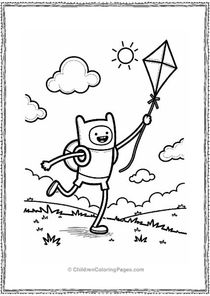 Cartoon Network Finn Flying A Kite On A Breezy Day Free PDF Printable