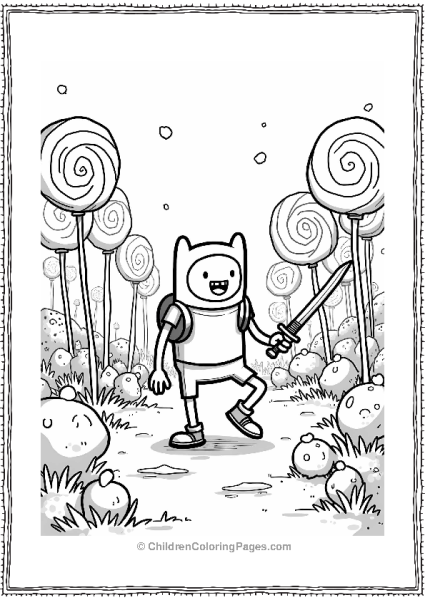 Cartoon Network Finn The Human In A Candy Forest Free PDF Printable