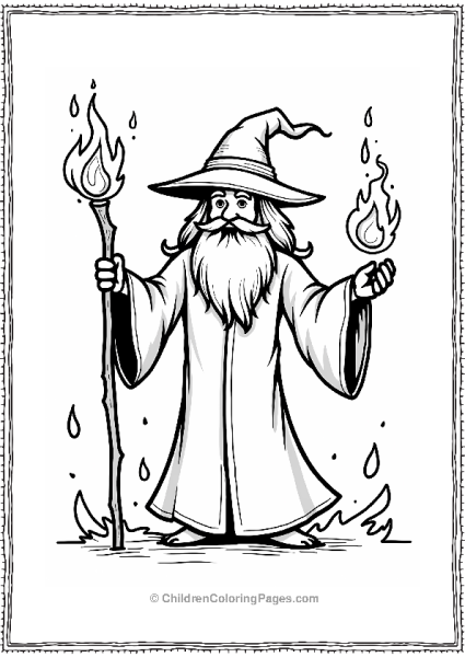 Fire Wizard Casting Flames Free PDF Printable