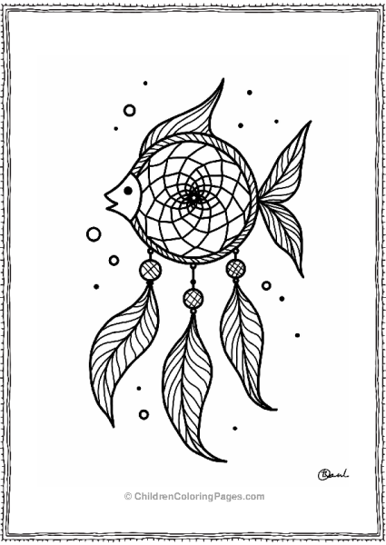 Fish Dreamcatcher With Water Bubbles Free PDF Printable