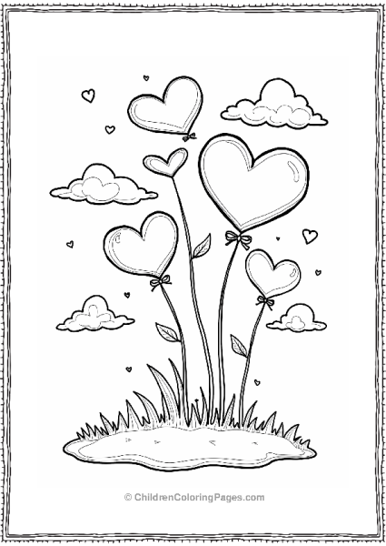 Floating Hearts In The Sky Free PDF Printable