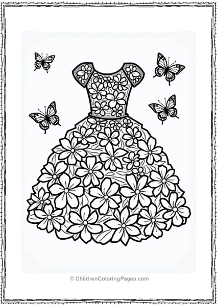 Flower Petal Dress With Butterflies Free PDF Printable