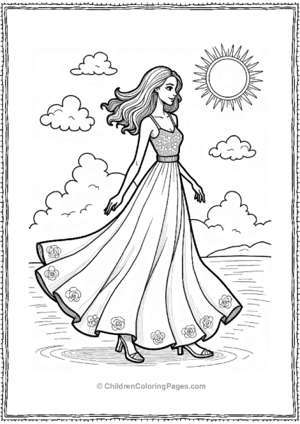 Flowy Maxi Dress In The Wind Free PDF Printable