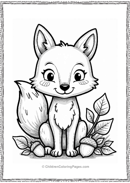 Fox And Acorns Coloring Page Free PDF Printable