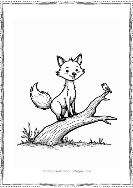 Fox Balancing On A Tree Trunk Free PDF Printable