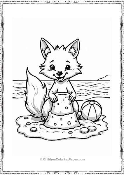 Fox Building A Sandcastle At The Beach Free PDF Printable