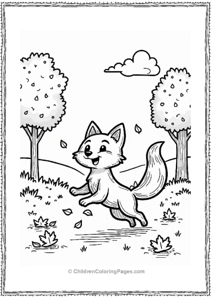 Fox Chasing Autumn Leaves Free PDF Printable