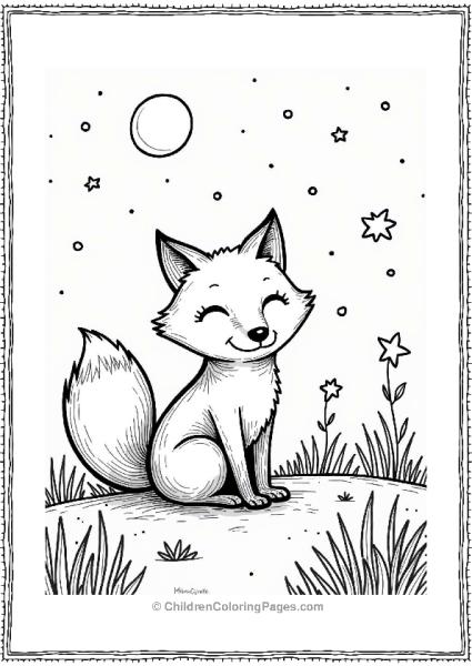Fox Chasing Fireflies Under A Starry Sky Free PDF Printable
