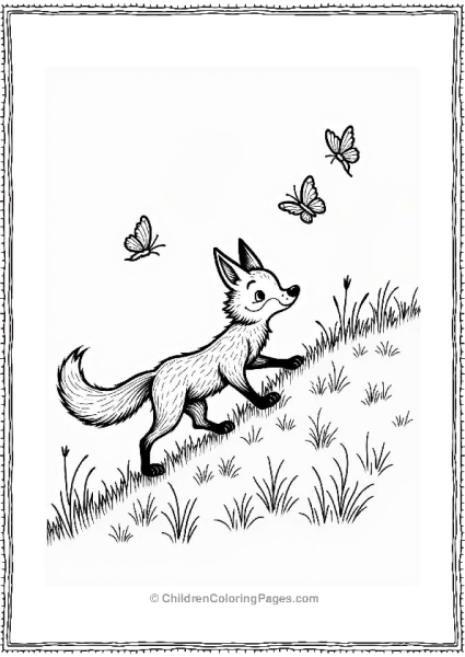 Fox Climbing A Grassy Hill Free PDF Printable