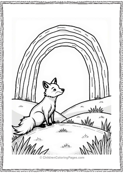 Fox Gazing At A Rainbow Free PDF Printable