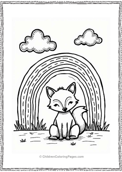 Fox In Front Of A Rainbow Free PDF Printable