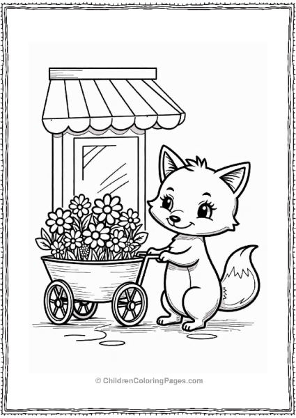 Fox Investigating A Flower Cart Free PDF Printable