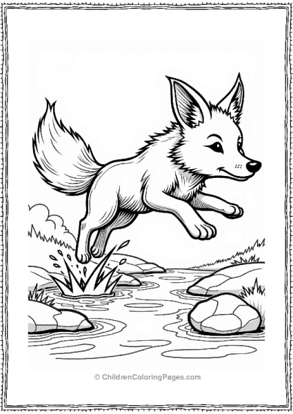 Fox Jumping Over A Stream Free PDF Printable