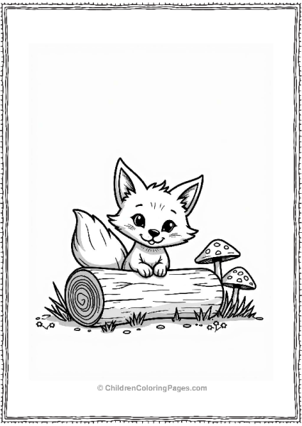 Fox Peeking Behind A Log Free PDF Printable