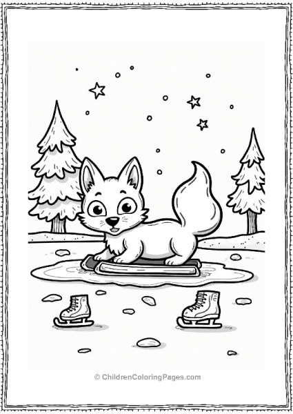 Fox Sliding On Ice Free PDF Printable