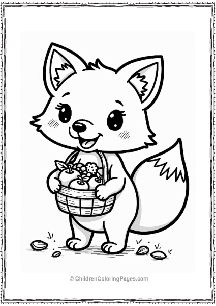 Fox With A Basket Of Fruits Free PDF Printable