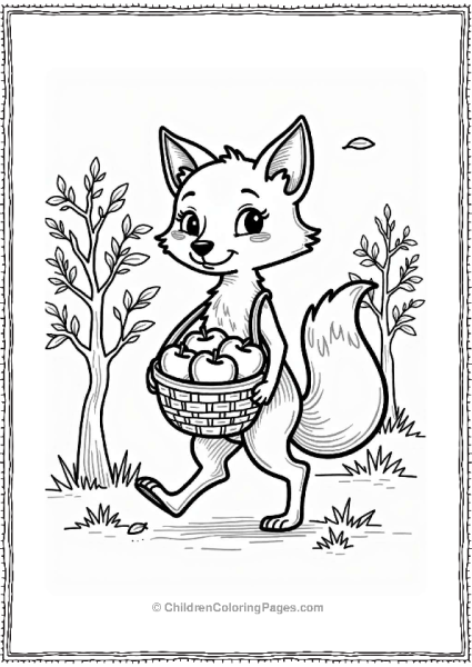 Fox With Autumn Apples Free PDF Printable