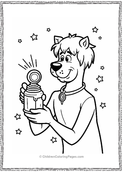 Fred Using A Space Gadget In A Starry Sky Free PDF Printable