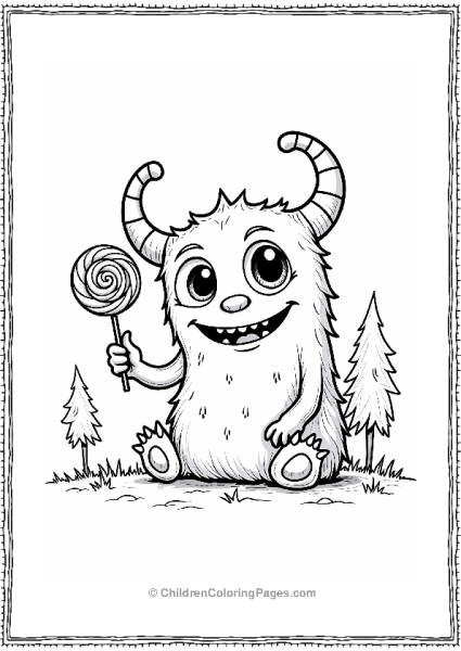 Friendly Monster With A Lollipop Free PDF Printable