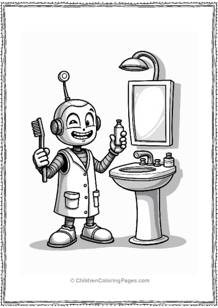 Friendly Robot Dentist With Toothbrush Free PDF Printable