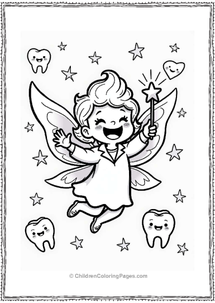 Friendly Tooth Fairy With Happy Teeth Free PDF Printable