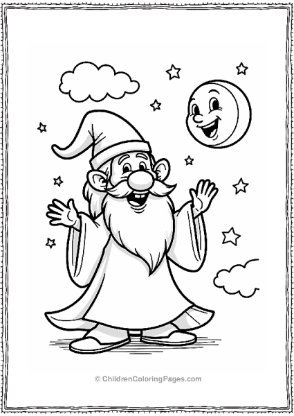 Friendly Wizard And The Moon Free PDF Printable