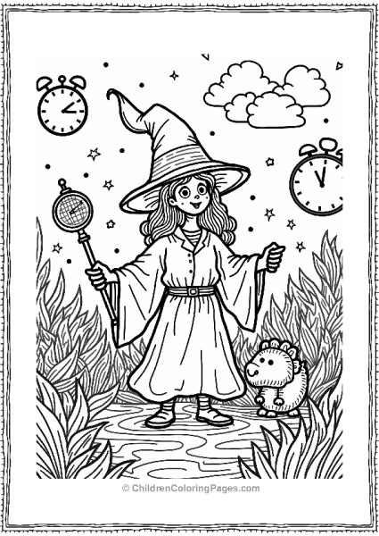 Friendly Wizard In A Vibrant Time Forest Free PDF Printable