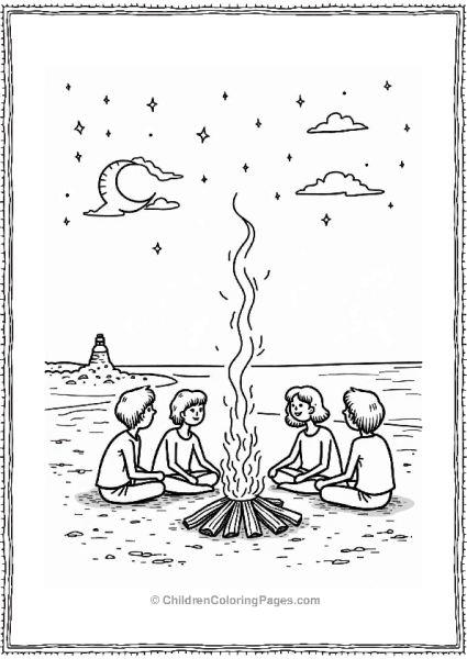 Friends By The Bonfire On The Beach Free PDF Printable