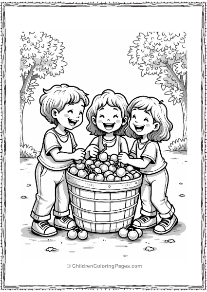 Friends Filling A Cherry Basket Free PDF Printable