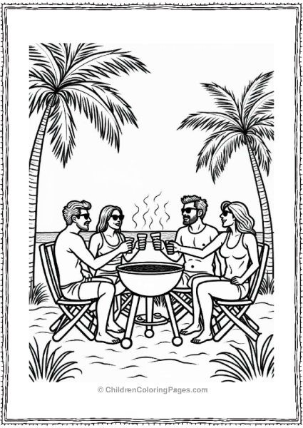 Friends Toasting At The Beach Barbecue Free PDF Printable