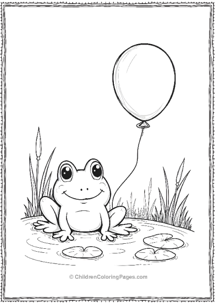 Frog Balloon In A Pond Scaled Free PDF Printable