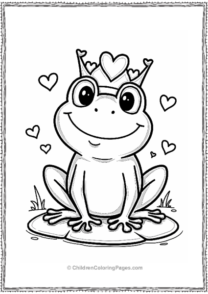 Frog With A Heart Crown Free PDF Printable