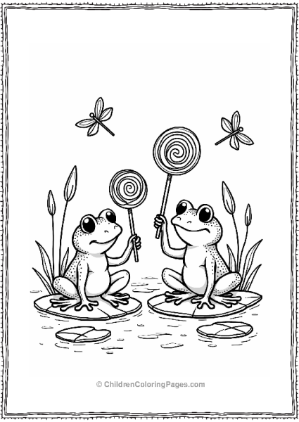 Frogs With Lollipops On Lily Pads Free PDF Printable