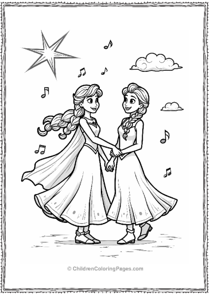 Frozen Anna And Elsa’s Musical Dance Under The Stars Free PDF Printable