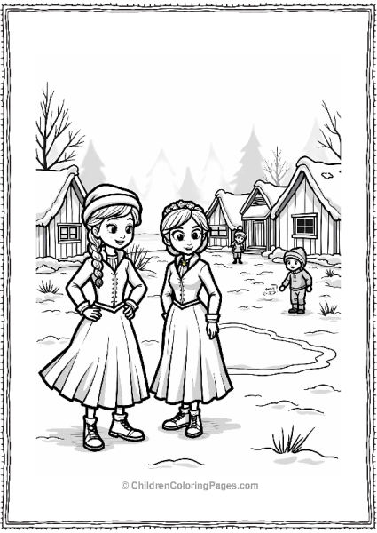 Frozen Anna And Kristoff In The Snowy Village Free PDF Printable