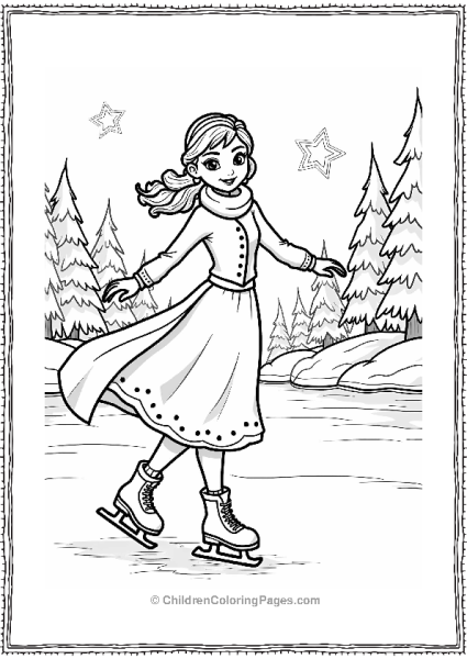 Frozen Anna Ice Skating On A Frozen Pond Free PDF Printable