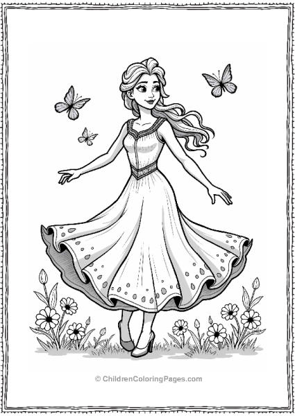 Frozen Anna Twirling In Her Spring Dress Free PDF Printable