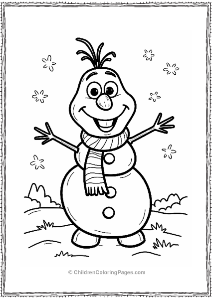 Frozen Charming Snowman In A Snowy Landscape Free PDF Printable