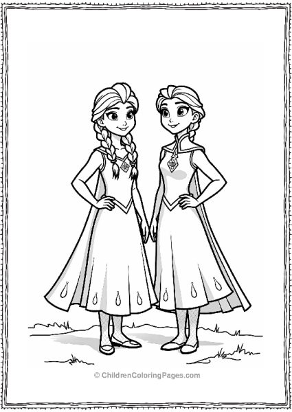 Frozen Elsa And Anna In A Snowy Landscape Free PDF Printable