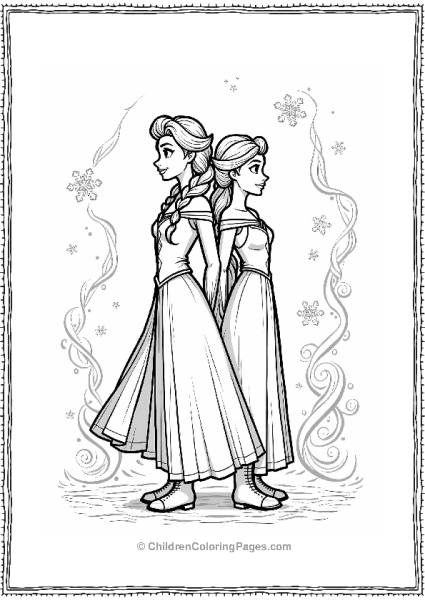 Frozen Elsa And Anna Standing United Free PDF Printable