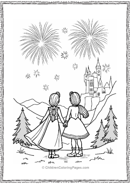 Frozen Elsa And Anna’s Fireworks Celebration Free PDF Printable