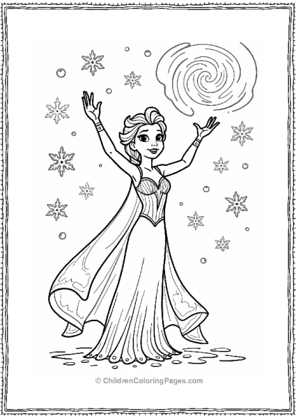 Frozen Elsa Conjuring A Snowstorm Free PDF Printable