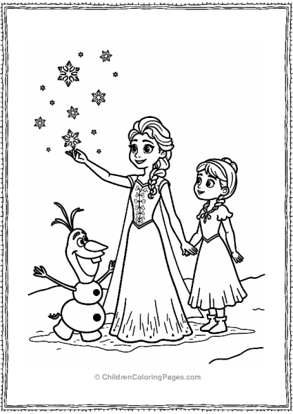 Frozen Elsa Creating Snowflakes With Olaf And Anna Free PDF Printable