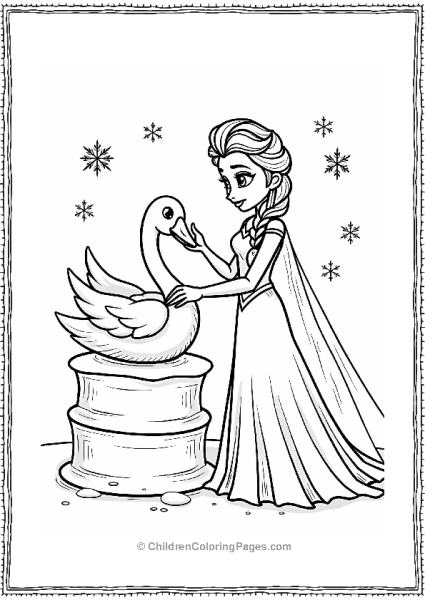 Frozen Elsa’s Ice Sculpture With Snowflakes Free PDF Printable