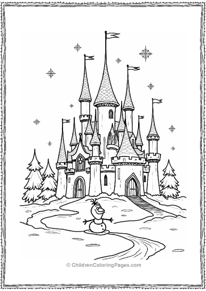 Frozen Enchanting Snow Castle With Snowmen Free PDF Printable