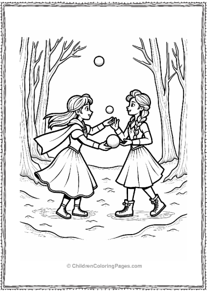 Frozen Frozen Snowball Fight With Anna And Elsa Free PDF Printable