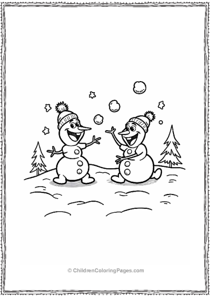 Frozen Joyful Snowball Fight Scene Free PDF Printable