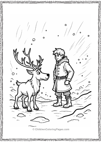 Frozen Kristoff And Sven Facing The Snowstorm Free PDF Printable