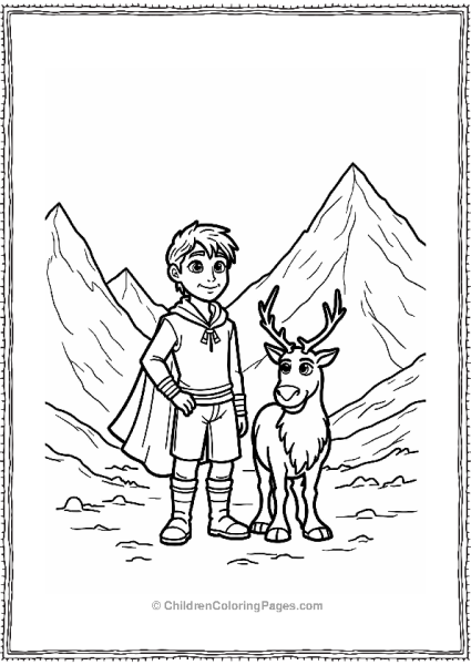 Frozen Kristoff And Sven In A Snowy Valley Free PDF Printable