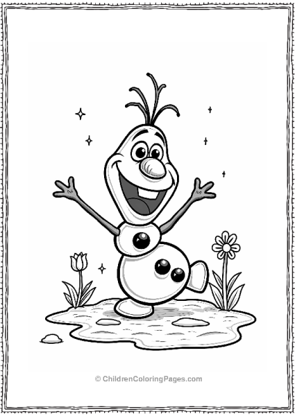 Frozen Olaf Playing In Melting Snow Free PDF Printable